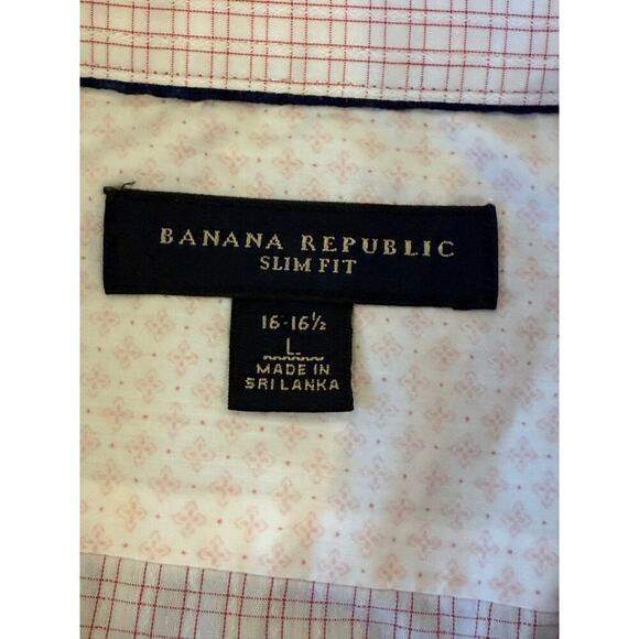 BANANA REPUBLIC Pink Slim Fit Button Down Shirt 16 - 16 1/2 L - Picture 6 of 10